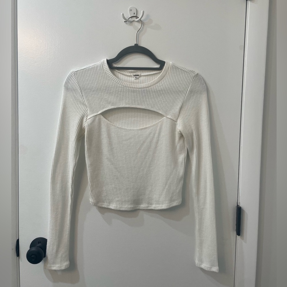 Garage white cut out shirt